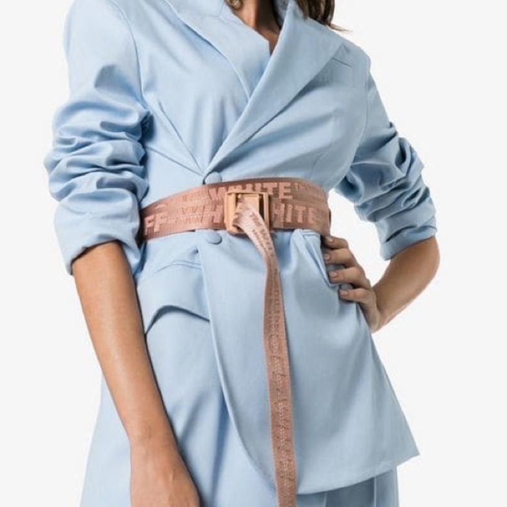 Off-White Salmon pink logo industrial belt